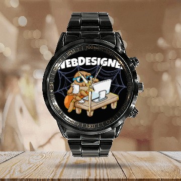 Discover Webdesign Spider Programming Programmer IT Calendar Steel Band Watch