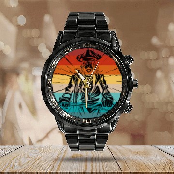 Discover vintages pirates history character Blackbeard cool pirate Calendar Steel Band Watch