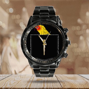 Discover Pocket Parrot Funny Birds Watching Owner Watcher Graphic Calendar Steel Band Watch
