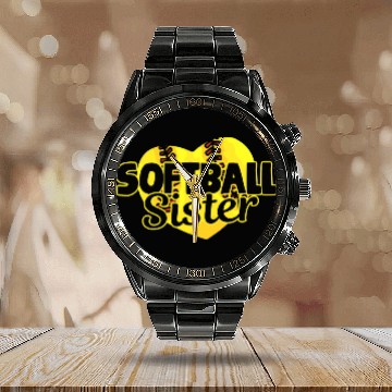 Discover Softball Sister 2 Calendar Steel Band Watch
