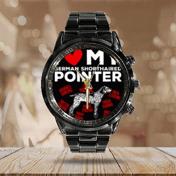 Discover I Love My German Shorthaired Pointer GSP Dog Zip Calendar Steel Band Watch