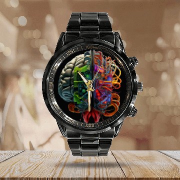 Discover Human Robot AI Computer Brain Calendar Steel Band Watch