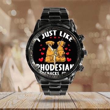 Discover Rhodesian Ridgeback Dog 2 Calendar Steel Band Watch