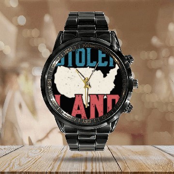 Discover Stolen Land Indigenous People Native American Calendar Steel Band Watch