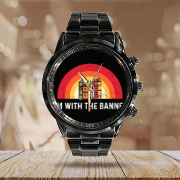 Discover Im With The Banned Books Week Librarian Retro Book Reader Calendar Steel Band Watch
