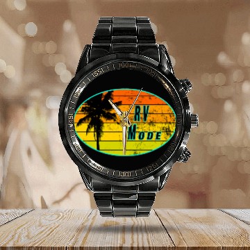 Discover Rv and Camping Mode Calendar Steel Band Watch