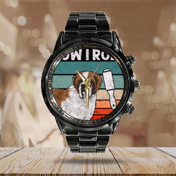 Discover Saint Bernard Dog How I Roll St  Bernard Calendar Steel Band Watch