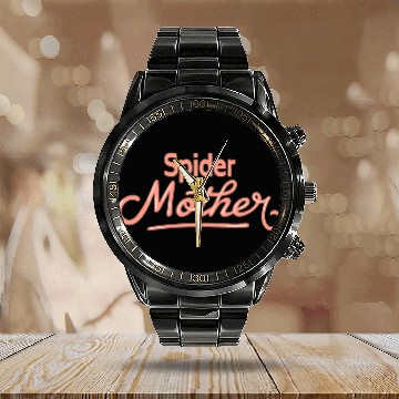 Discover Womens Spider Mother 2Funny Spider Calendar Steel Band Watch