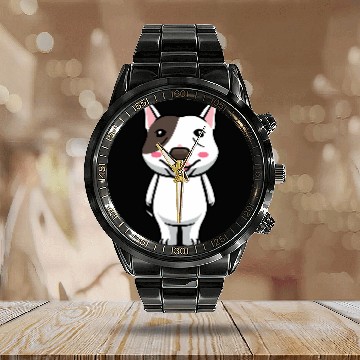 Discover Miniature Bull Terrier Dog 4 Calendar Steel Band Watch