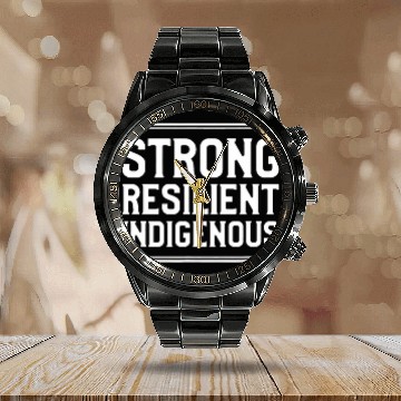 Discover Strong Resilient Indigenous Native American People Calendar Steel Band Watch
