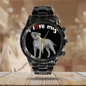 Discover I Love My Gray Cane Corso Dog Calendar Steel Band Watch