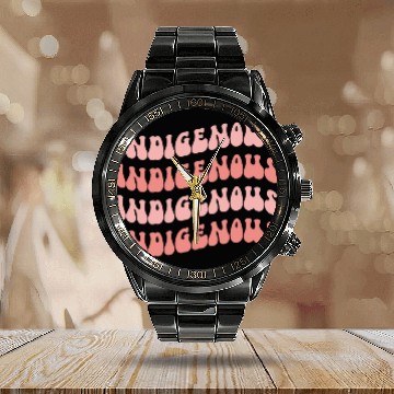 Discover Strong Indigenous Woman Native Indigenous 2 Calendar Steel Band Watch