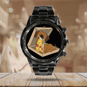 Discover Rhodesian Ridgeback Eating Pizza Funny Dog Baseball Tees Calendar Steel Band Watch