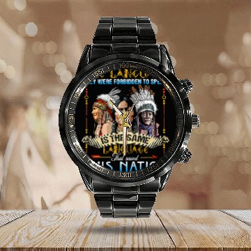 Discover The Language To Speak That Saved This Nation Native American Baseball Tees Calendar Steel Band Watch