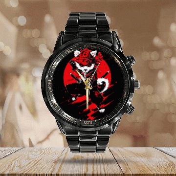 Discover Pomchi Dog Ninja Samurai Japanese Transformation Cute Baseball Tees Calendar Steel Band Watch