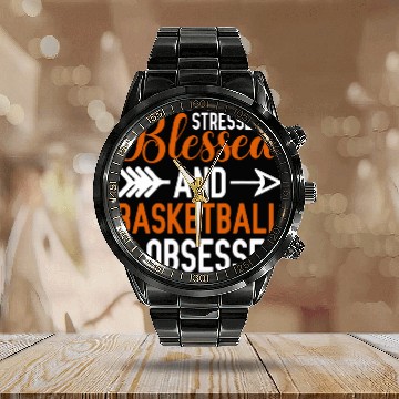 Discover Stressed Blessed Basketball Obsessed Basketball Lover Baseball Tees Calendar Steel Band Watch