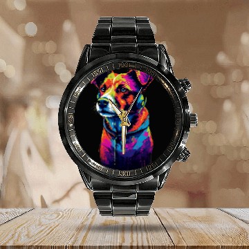 Discover Jack Russell Terrier 80s Dog Calendar Steel Band Watch