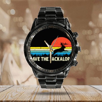 Discover Retro vintages Save The Jackalope For Camping Lovers Zip Calendar Steel Band Watch