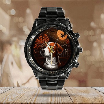 Discover Pumpkin costume on Jack Russell Terrier Halloween Calendar Steel Band Watch