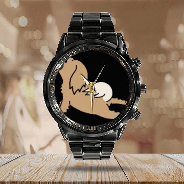 Discover Pekingese Yoga Funny Dog Calendar Steel Band Watch