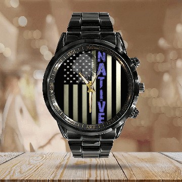Discover Native American Day vintages Flag USA 1 Baseball Tees Calendar Steel Band Watch