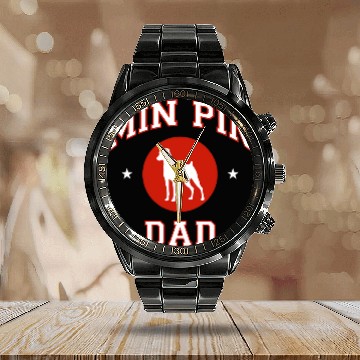 Discover Miniature Pinscher Dad Calendar Steel Band Watch