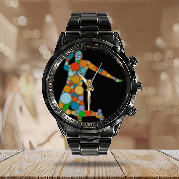 Discover Retro Polka Dot Basketball Player International Dot Day Calendar Steel Band Watch