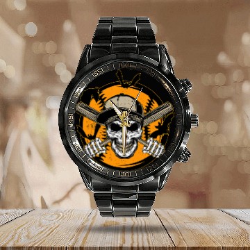 Discover Softball Playing Skeletons Moon Bats Halloween Baseball Tees Calendar Steel Band Watch
