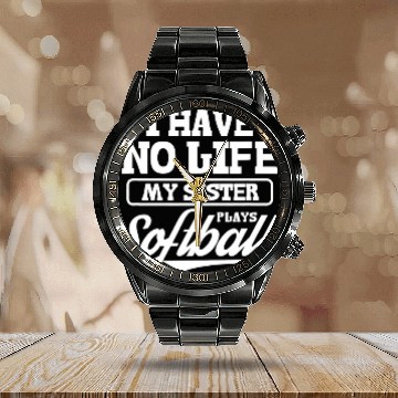 Discover Softball Sister Softball Player 1 Calendar Steel Band Watch