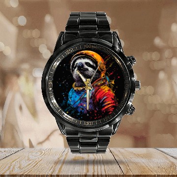 Discover Sloth Astronaut A Space Journey in Slow Motion 1 Calendar Steel Band Watch