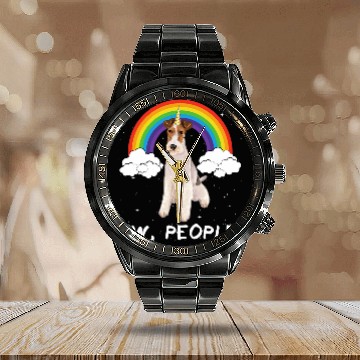 Discover Rainbow Wire Fox Terrier Ew People Unicorns Dog 1 Calendar Steel Band Watch