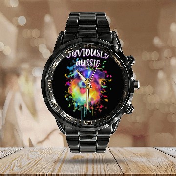 Discover Obviously Aussie Australian Shepherd Funny Zip Calendar Steel Band Watch