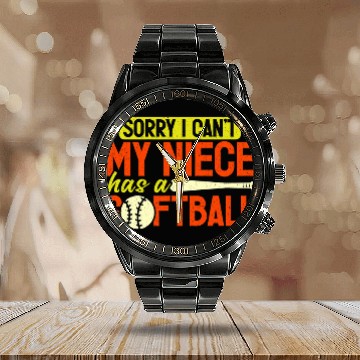 Discover Softball Uncle Niece Softball Game Lovers Zip Calendar Steel Band Watch
