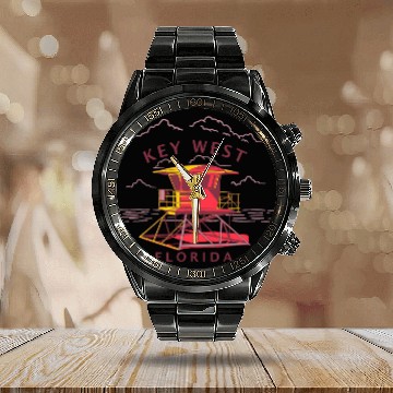 Discover KEY WEST LIFEGUARD TOWER Zip Calendar Steel Band Watch