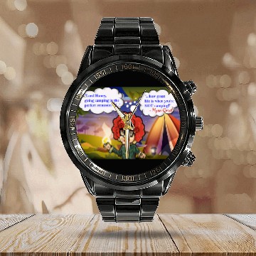 Discover Sassy Granny Myra Carol Camping Calendar Steel Band Watch