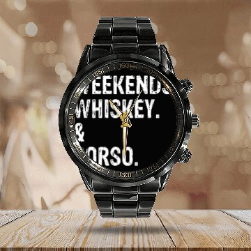 Discover Weekends Whiskey and Cane Corso Calendar Steel Band Watch