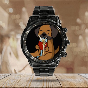 Discover Rhodesian Ridgeback Drinking Wines Dog Calendar Steel Band Watch