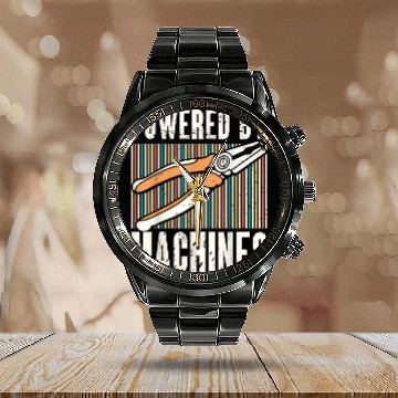 Discover Powered By Machines Mechanic Maintenance Calendar Steel Band Watch