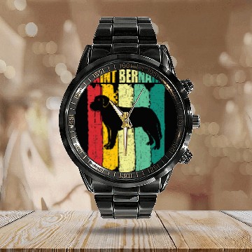 Discover Saint Bernard Retro vintages 70s 80s Style 3 Baseball Tees Calendar Steel Band Watch