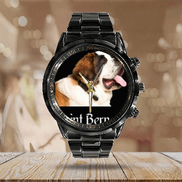 Discover Saint Bernard Saint Bernard Dog Baseball Tees Calendar Steel Band Watch