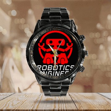 Discover Robotics Engineer Technician Robot Technology Lovers 21 Calendar Steel Band Watch