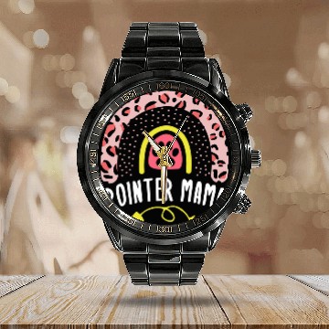 Discover Pointer Mama Rainbow Leopard German Shorthaired Pointer Mom Calendar Steel Band Watch