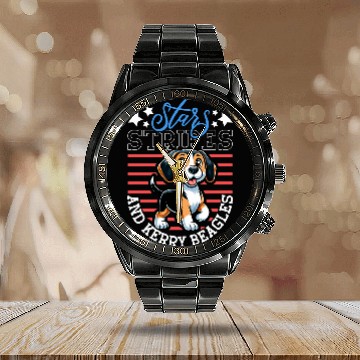 Discover Patriotic Kerry Beagle Zip Calendar Steel Band Watch