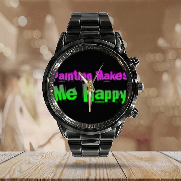 Discover Painting Makes Me Happy 2 Baseball Tees Calendar Steel Band Watch