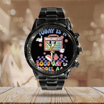 Discover Today is a Good Day to Model AAG Speech Therapy SLP Speech Calendar Steel Band Watch