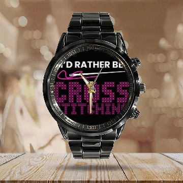 Discover Id Rather Be Cross Stitch Needlepoint Art XStitching 1 Zip Calendar Steel Band Watch
