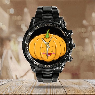 Discover Pumpkin laughs on Halloween Calendar Steel Band Watch