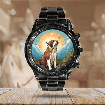 Discover Saint Bernard Dog Breed 1 Baseball Tees Calendar Steel Band Watch
