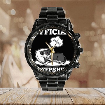 Discover Official sleep  Border Collie 1 Baseball Tees Calendar Steel Band Watch