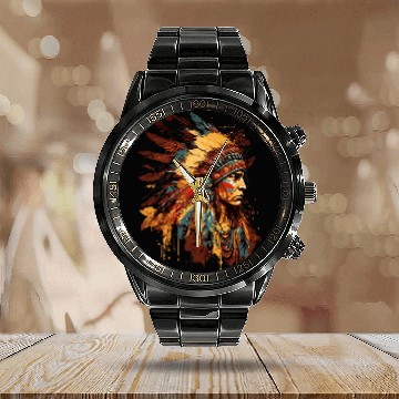 Discover Native American Dreamcatcher Indian Design 35 Zip Calendar Steel Band Watch